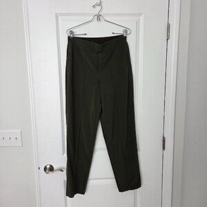 Athleta Pants Women 6 Green Elastic Waist relaxed Leg Zip Pockets Poly Blend